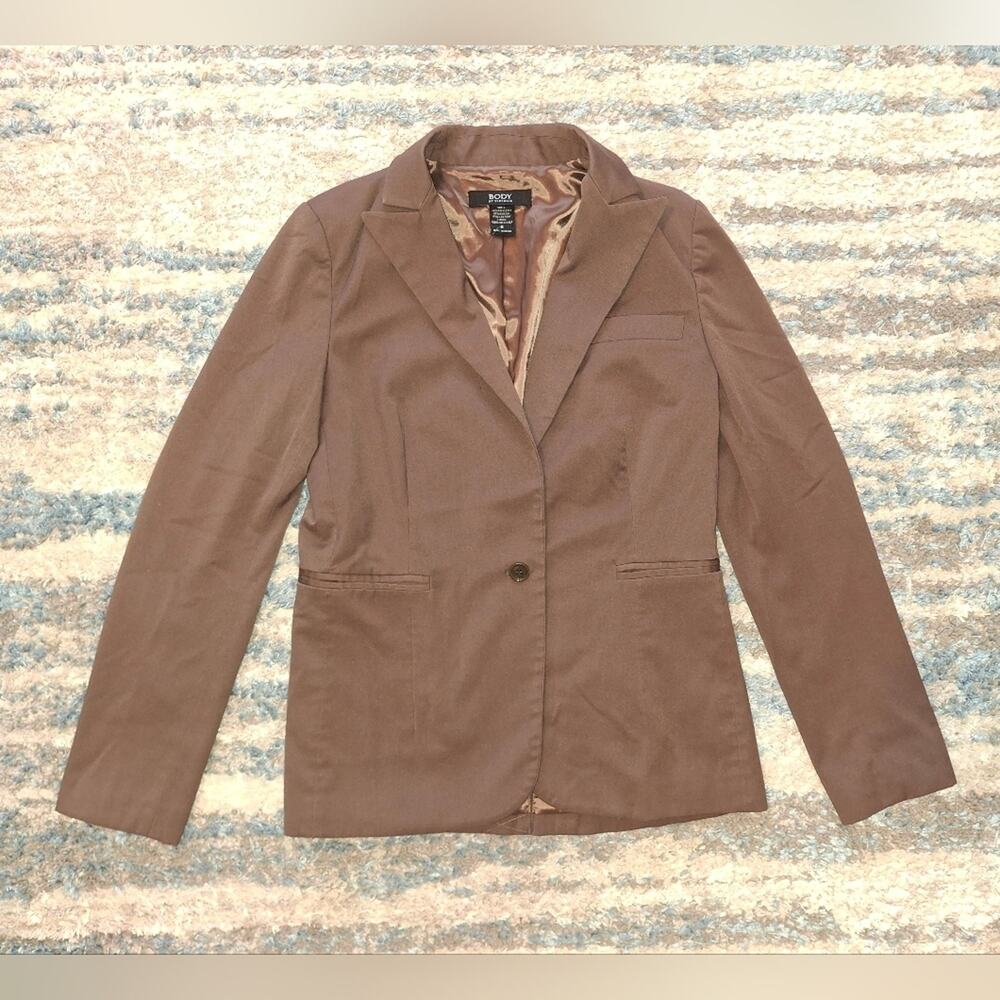 Body By Victorias Secret Blazer Womens 8 Short 3/4 Sleeve One Button Brown